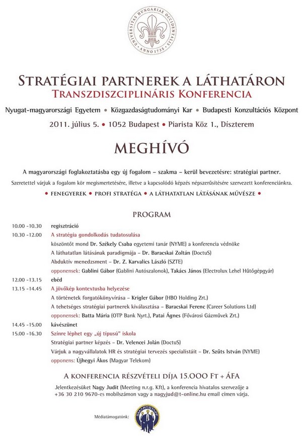 Stratégiai partnerek a láthatáron - Transzdiszciplináris Konferencia
