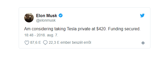 Breaking: Elon Musk döntött a Tesla jövőjéről