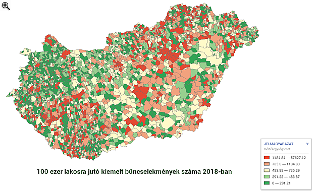 Térképen Magyarország legveszélyesebb helyei - Itt volt tavaly a legtöbb lopás, betörés és gyilkosság