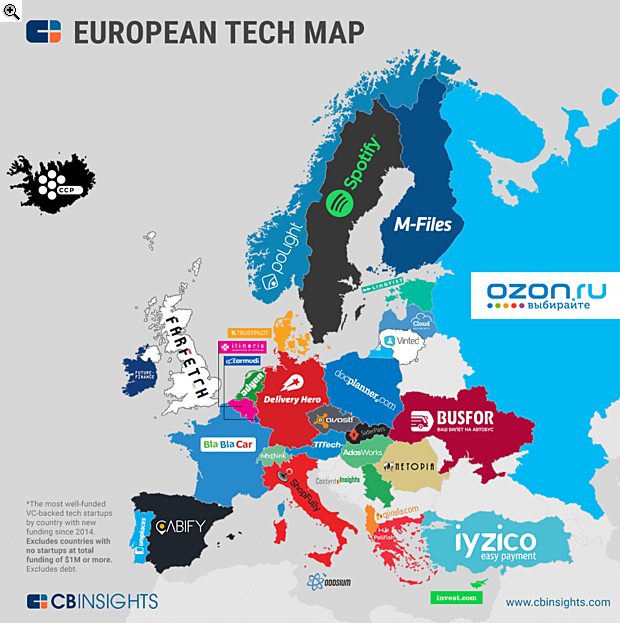 térkép hu európa Egy térképen Európa legerősebb startupjai | PORTFOLIO.HU térkép hu európa