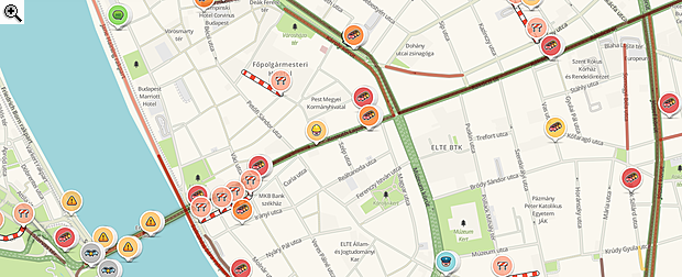 Baleset miatt óriási a káosz Budapest belvárosában