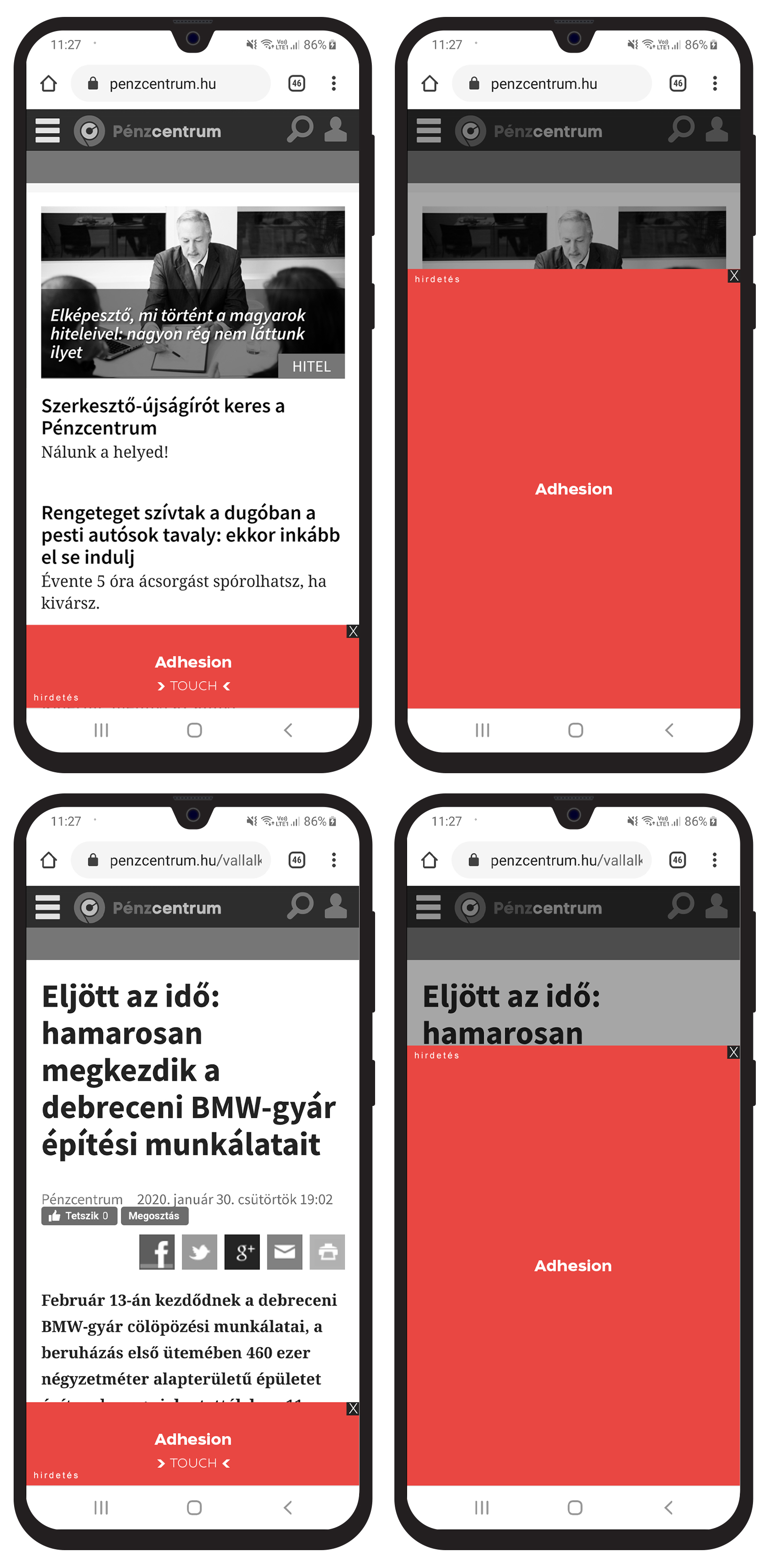 Adhesion (nyitó+ cikkoldalak)