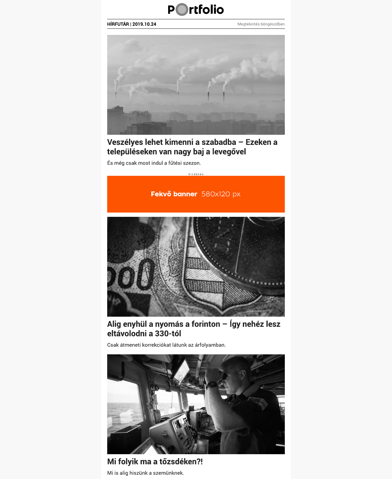 Hírlevél Fekvő banner